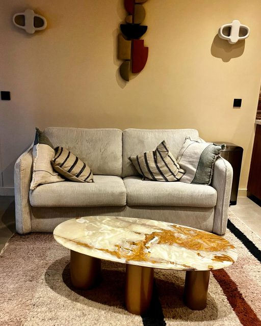 💥 Plateau onyx et pieds acier couleur cuivre 💥